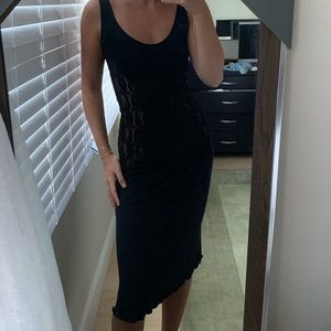 VERSACE fit/flare black dress with lace details